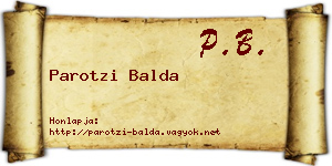 Parotzi Balda névjegykártya